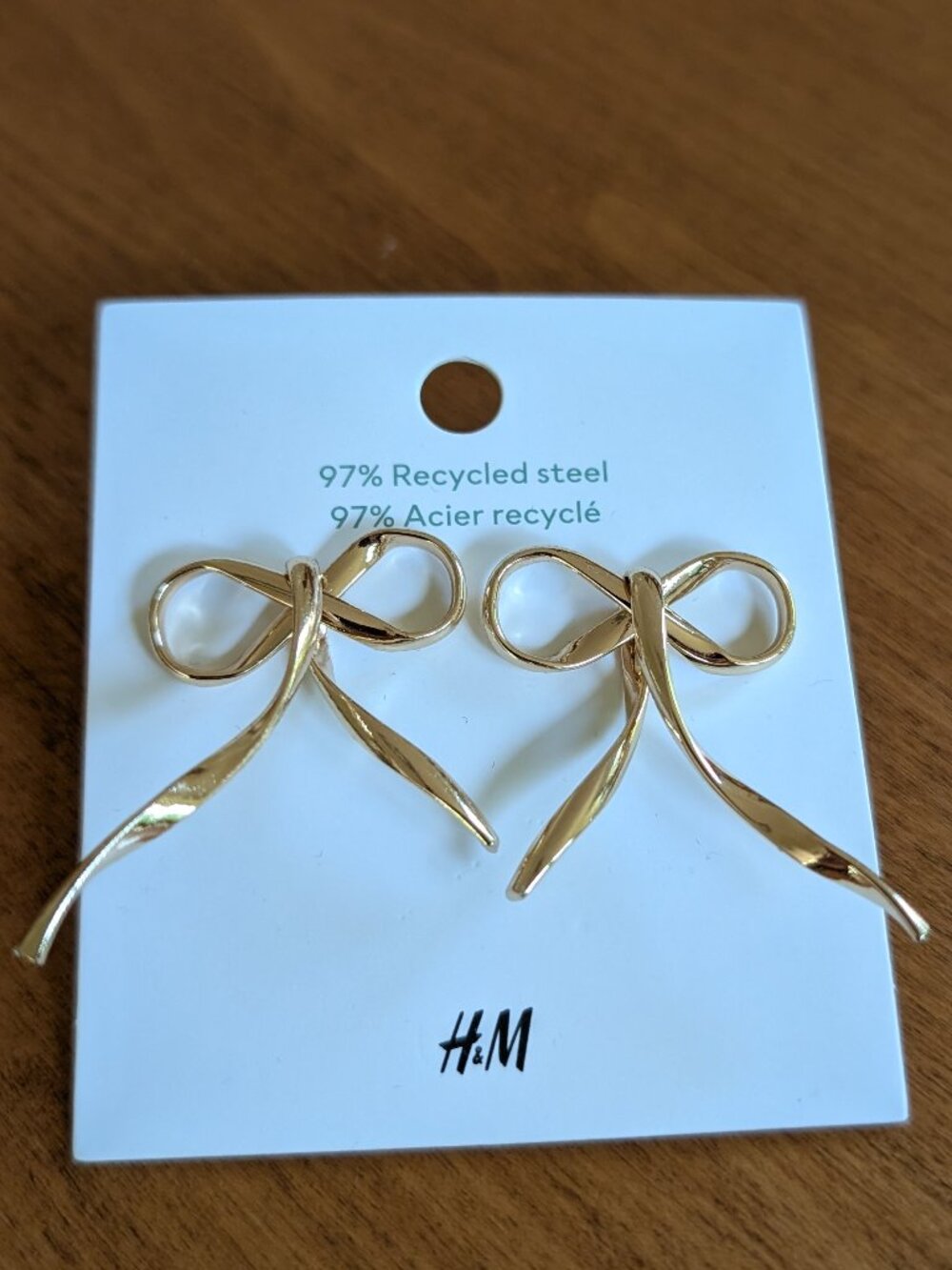 H&M Gold Bow Earrings - Recycled Steel
